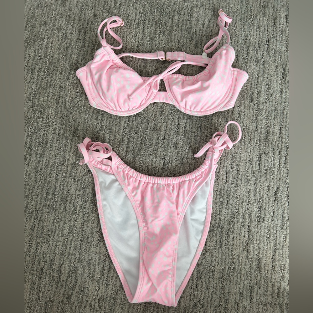 Pink polka dot bikini